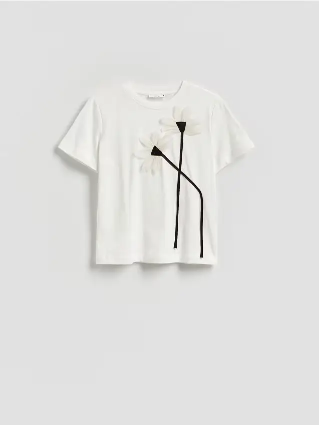 T-shirt con applicazione - bianco