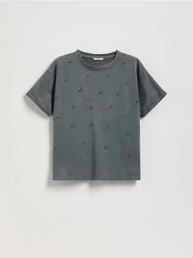 T-shirt con applicazione - grigio scuro