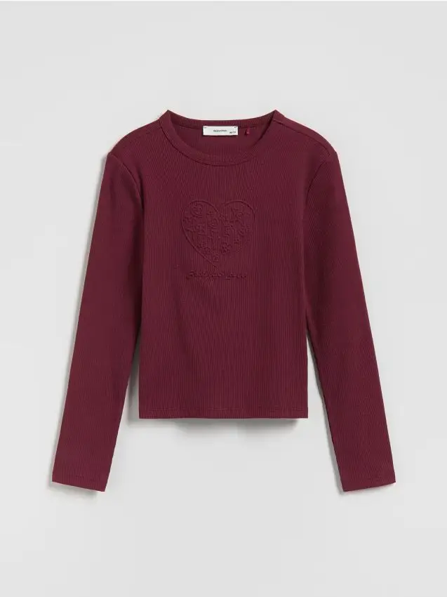 T-shirt con applicazione in rilievo - maroon