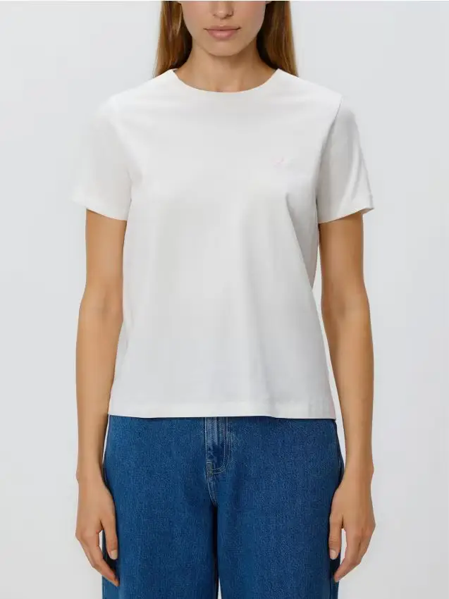 T-shirt con cuore - panna