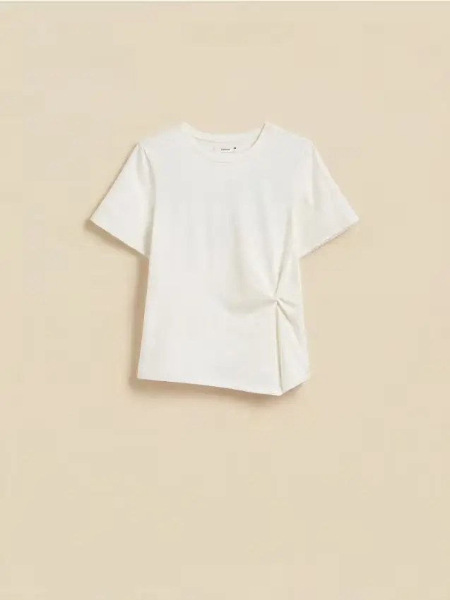 T‑shirt con dettaglio decorativo - panna