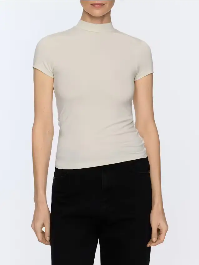 T-shirt con fibre di bambù - panna