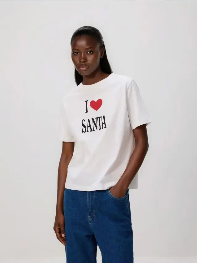 T-shirt con motivo natalizio - bianco