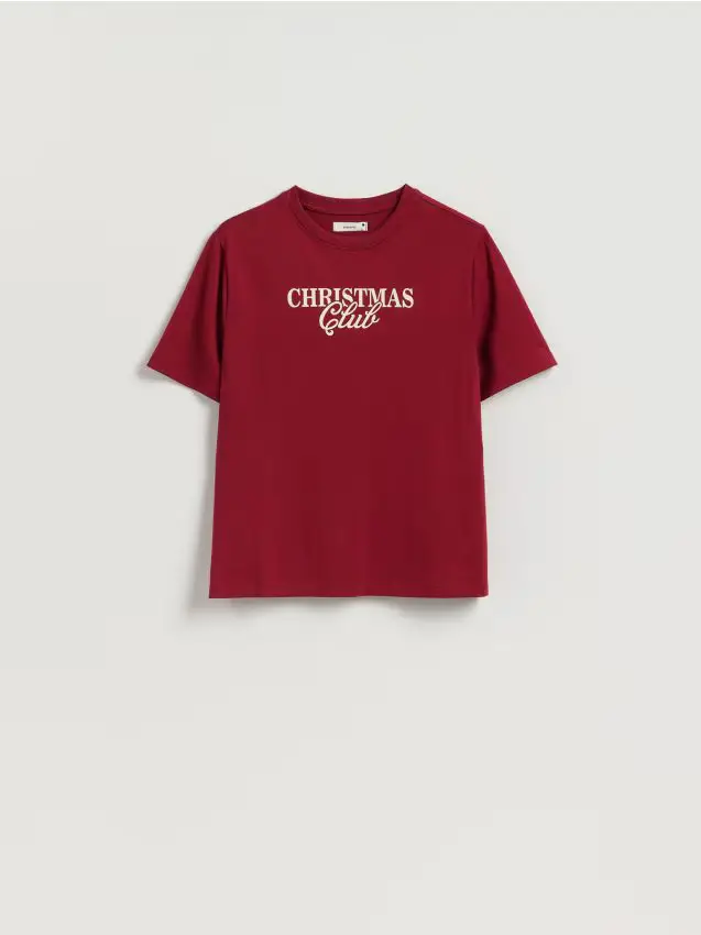T-shirt con motivo natalizio - maroon