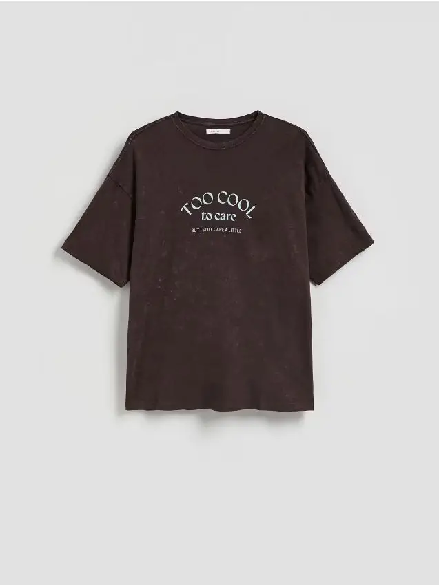 T-shirt con slogan - marrone scuro