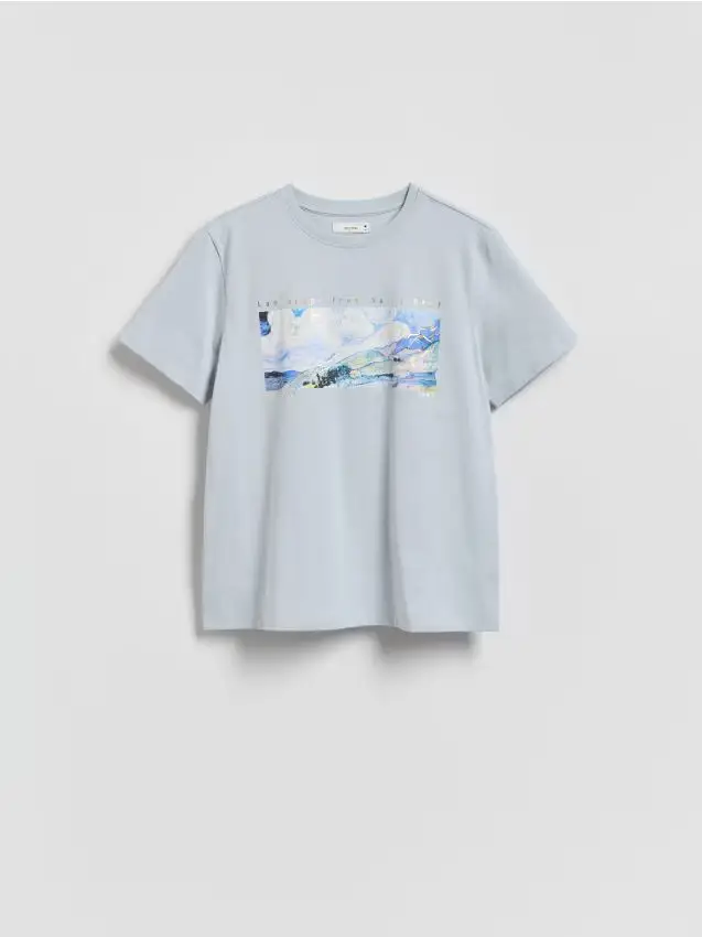 T-shirt con stampa - blu pallido