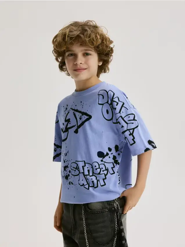 T-shirt con stampa - blu pallido