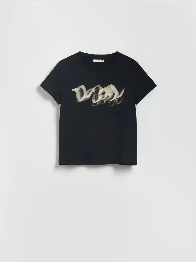 T-shirt con stampa lucida - nero