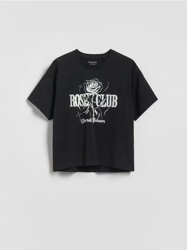 T-shirt con stampa metallizzata - nero