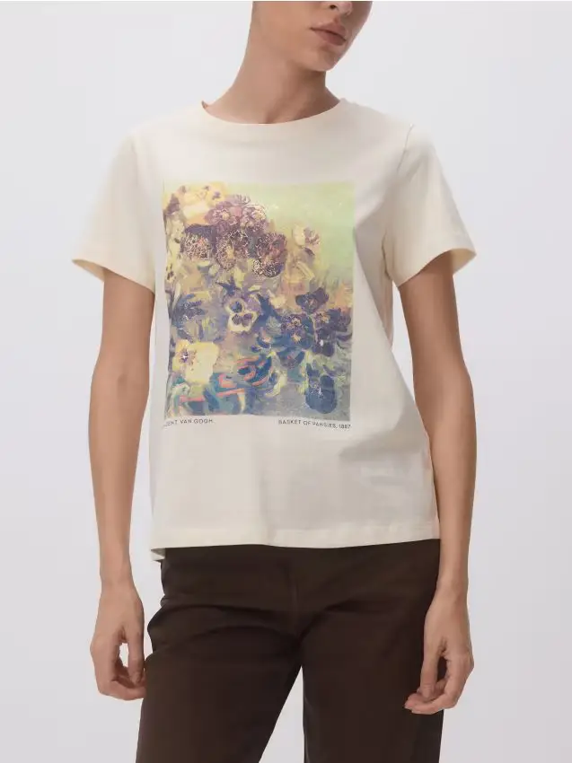 T-shirt con stampa - nude