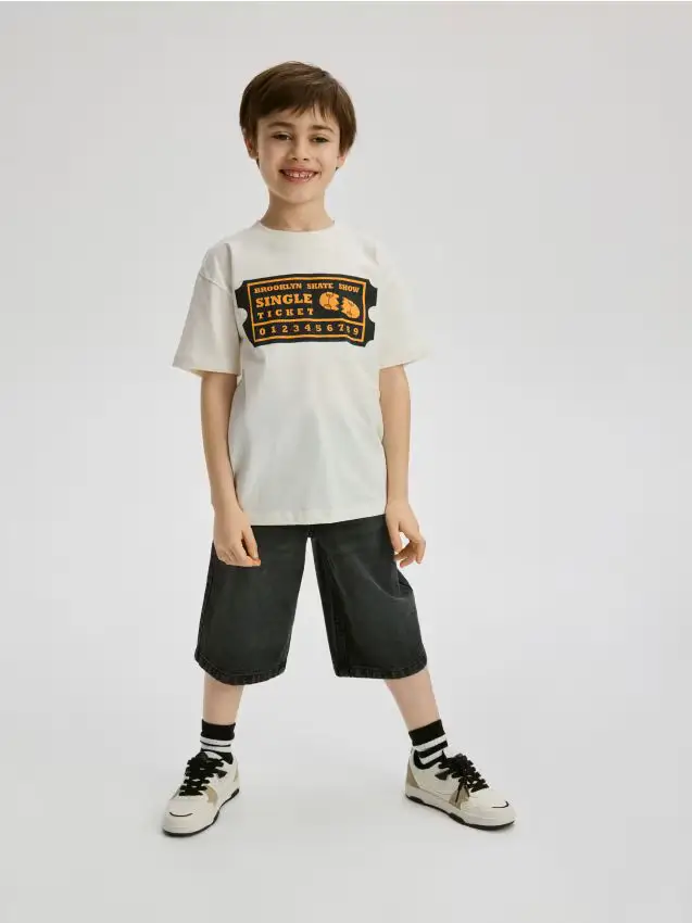 T-shirt con stampa - panna