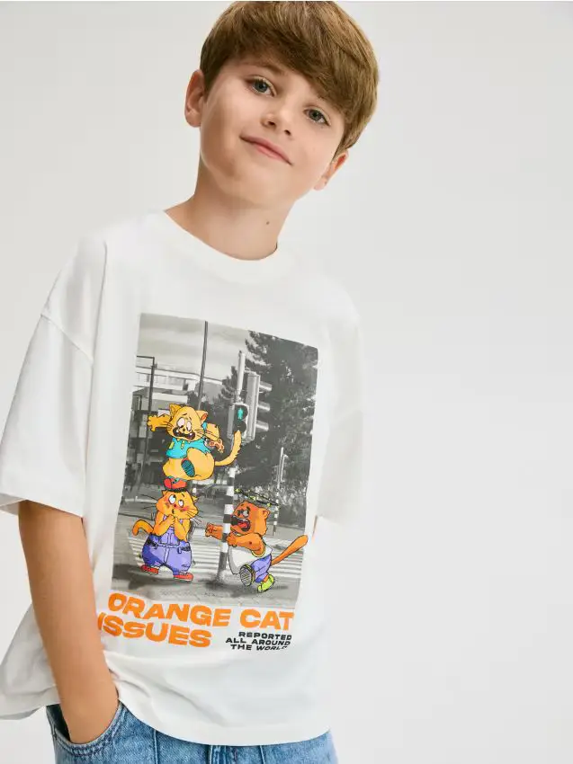 T-shirt con stampa - panna