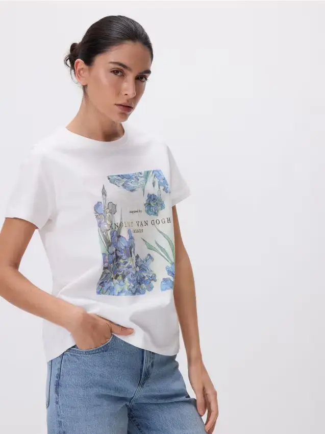 T-shirt con stampa - panna