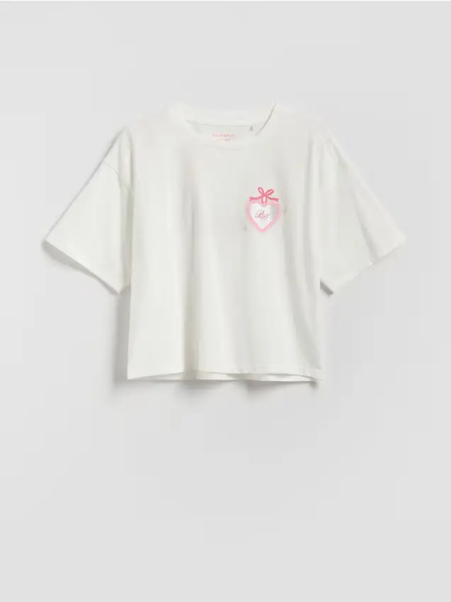 T-shirt con stampa - panna