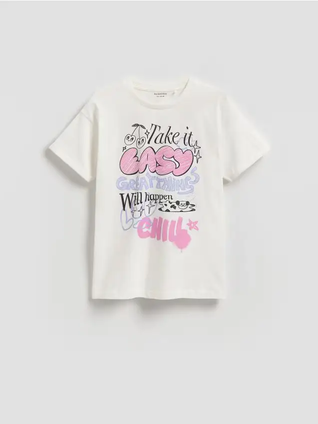 T-shirt con stampa - panna