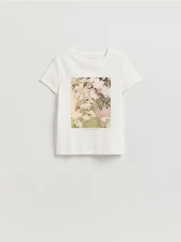 T-shirt con stampa - panna