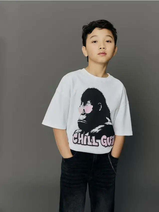 T-shirt con stampa - panna