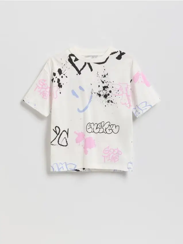 T-shirt con stampa - panna