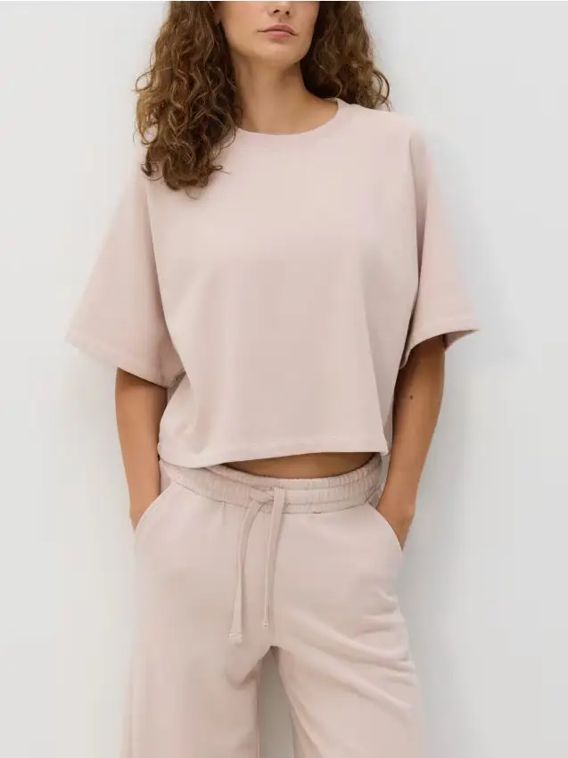 T-shirt corto a maniche raglan - rosa pastello