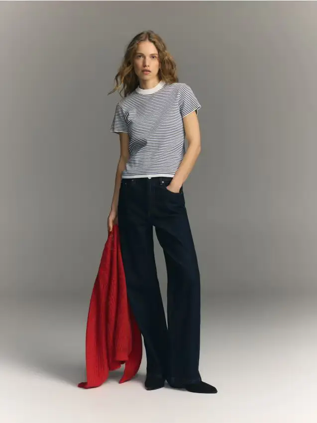 T-shirt in cotone a righe - blu