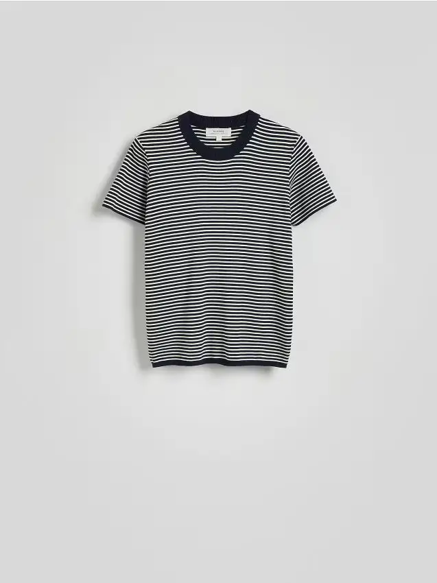 T-shirt in cotone a righe - blu scuro