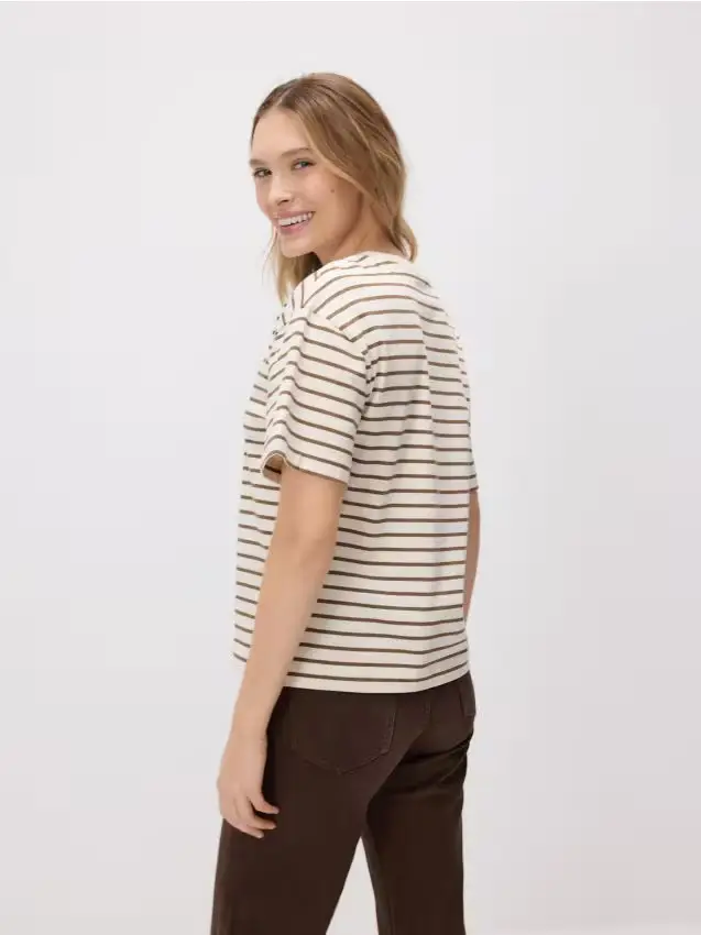 T-shirt in cotone a righe - grano