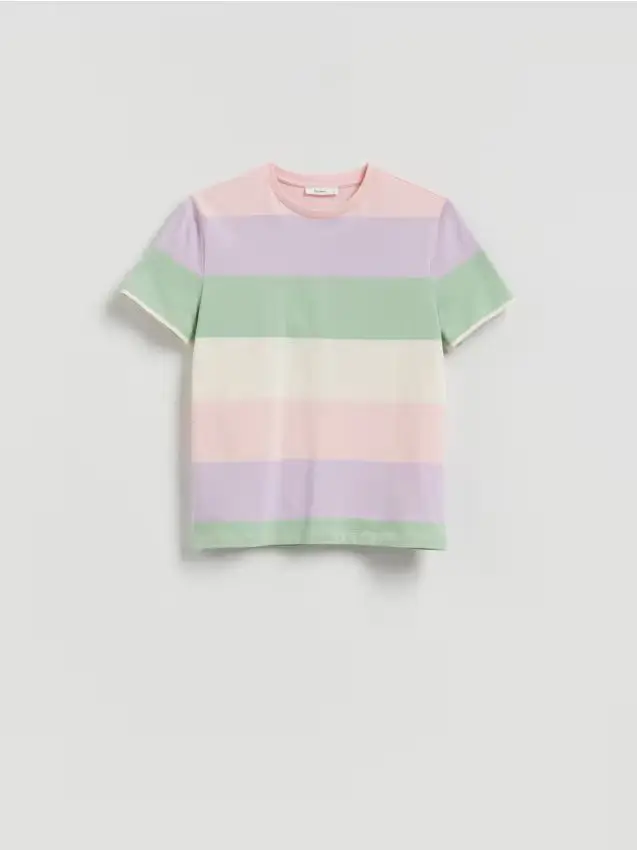 T-shirt in cotone a righe - lavanda