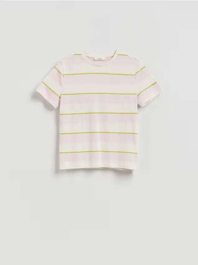 T-shirt in cotone a righe - rosa