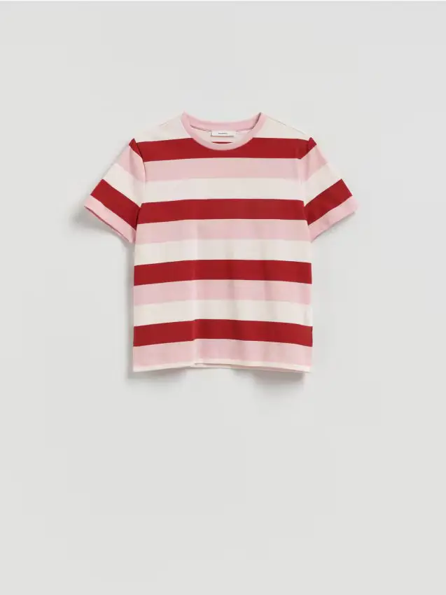 T-shirt in cotone a righe - rosso