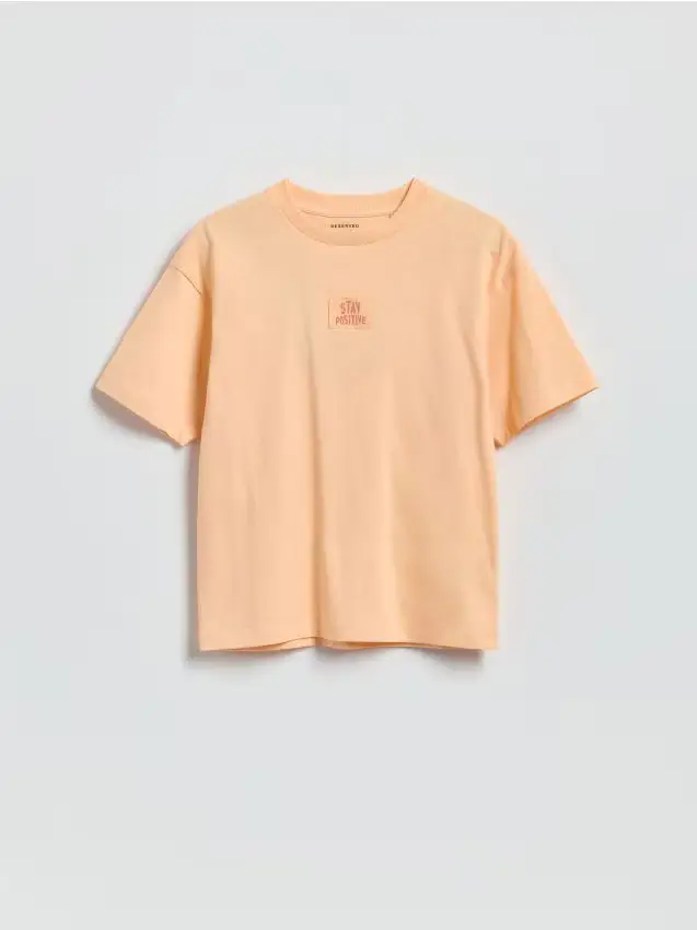 T-shirt in cotone con patch - pesca