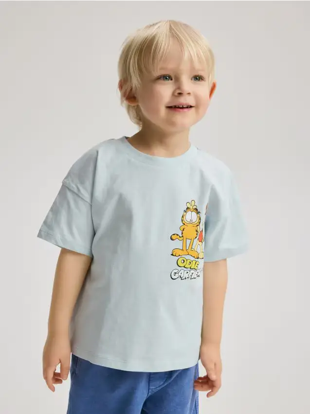 T-shirt in cotone Garfield - blu pallido