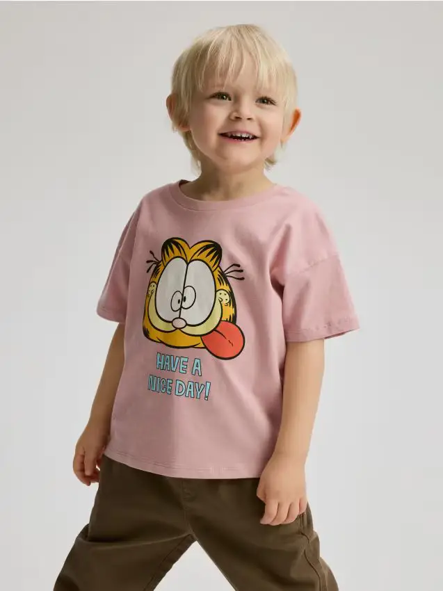 T-shirt in cotone Garfield - rosa