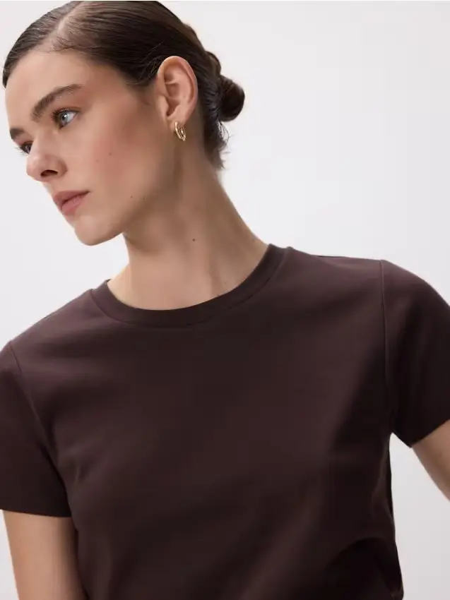 T-shirt in cotone - marrone scuro