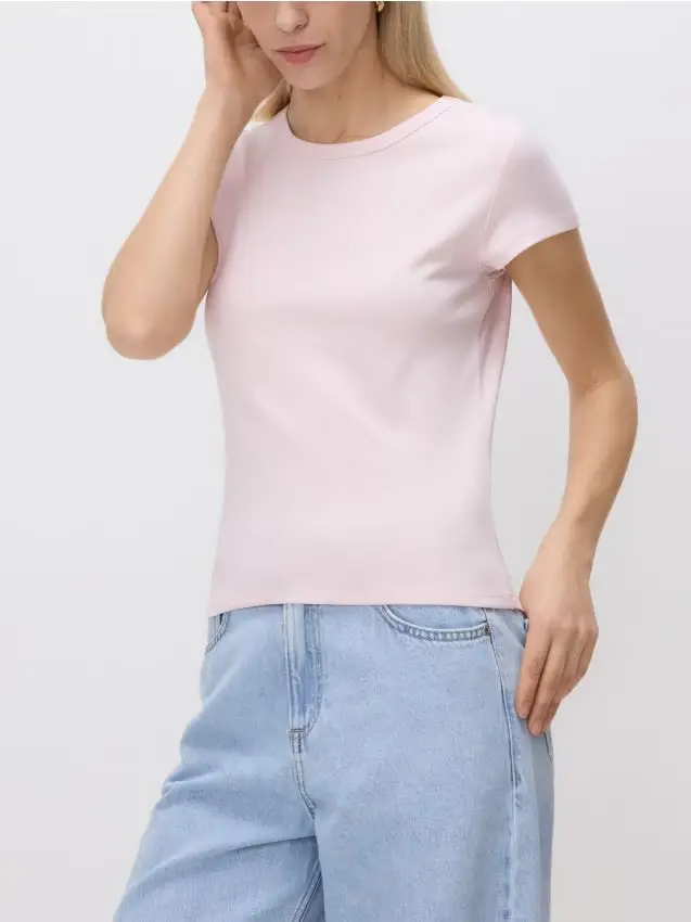 T-shirt in cotone mercerizzato - rosa pastello