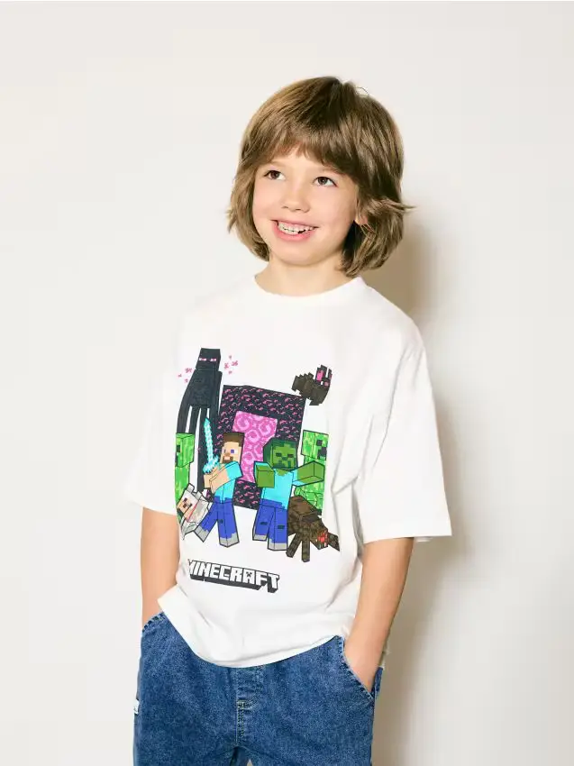 T-shirt in cotone Minecraft - panna