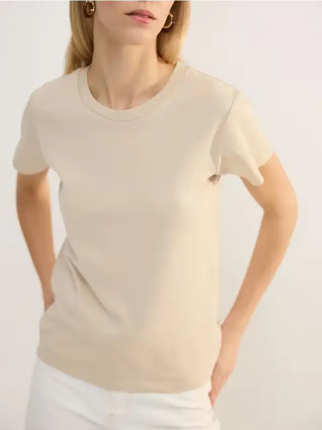 T-shirt in cotone - panna