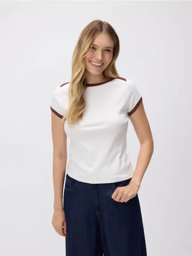 T-shirt in cotone - panna