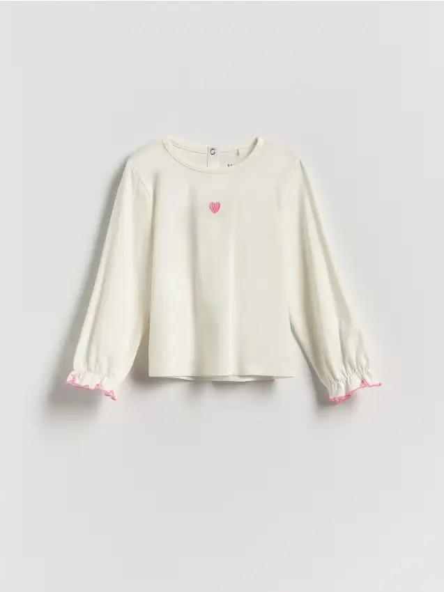 T-shirt in cotone ricamata - panna