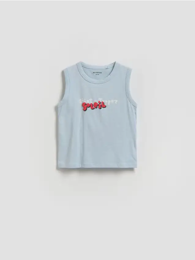 T-shirt in cotone senza maniche - blu