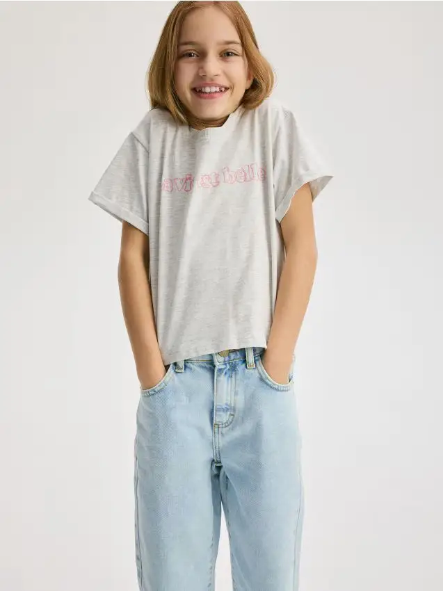 T-shirt in cotone stampato - grigio chiaro