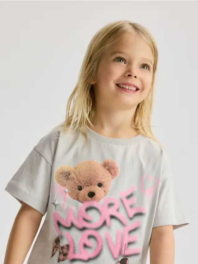 T-shirt in cotone stampato - grigio chiaro