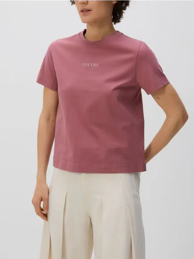 T-shirt in cotone stampato - malva