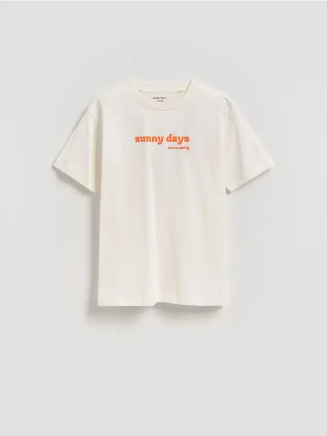 T-shirt in cotone stampato - panna