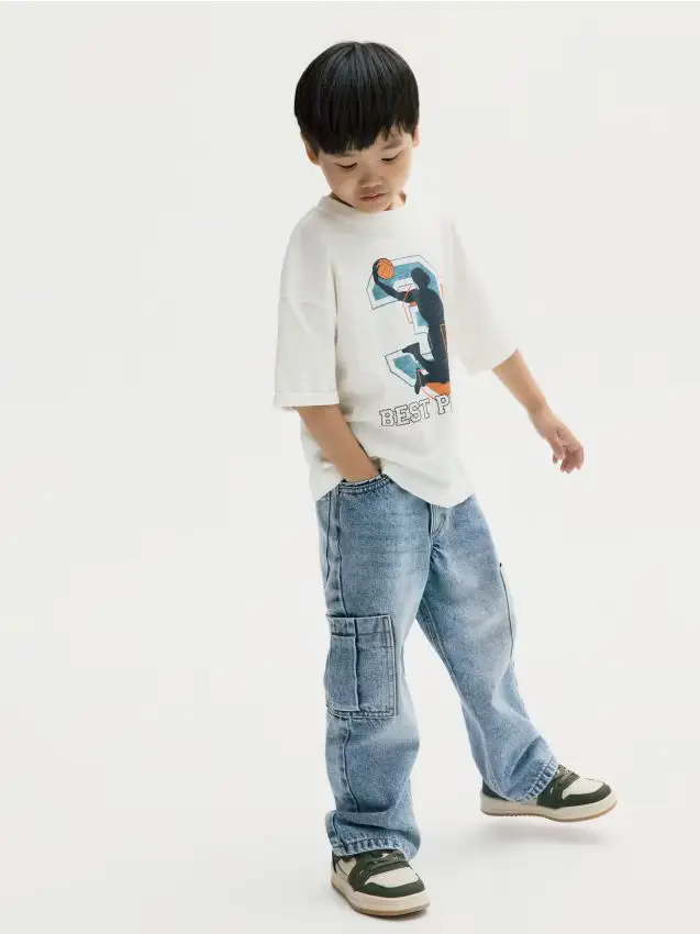 T-shirt in cotone stampato - panna