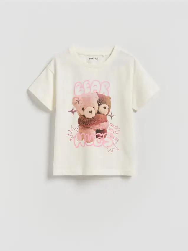 T-shirt in cotone stampato - panna