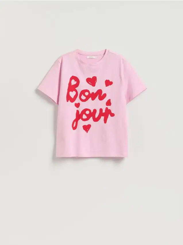 T-shirt in cotone stampato - rosa pastello