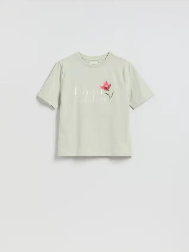 T-shirt in cotone stampato - verde pallido