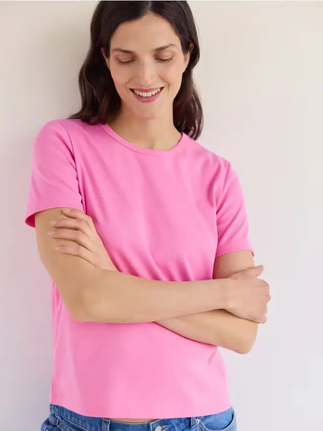 T-shirt in misto cotone - rosa shocking