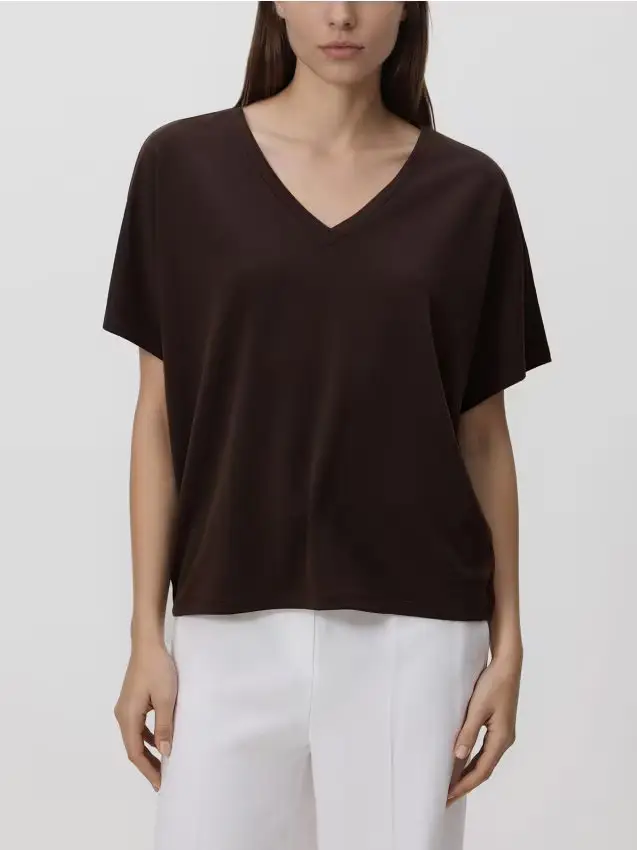 T-shirt in misto modal - marrone scuro