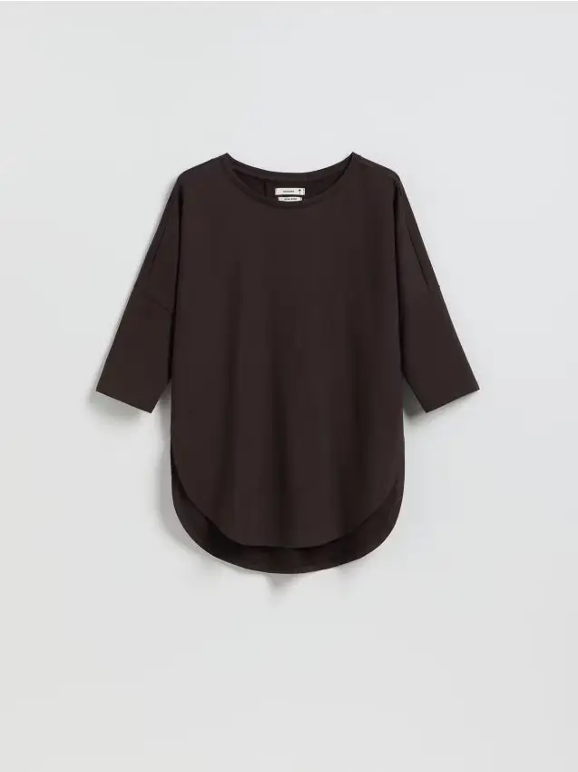 T-shirt in misto modal - marrone scuro